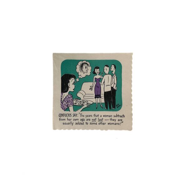 Vintage Cocktail Napkins - Confucius MCM - Illustrated Funny Kitsch - 1950s - Picture 6 of 13